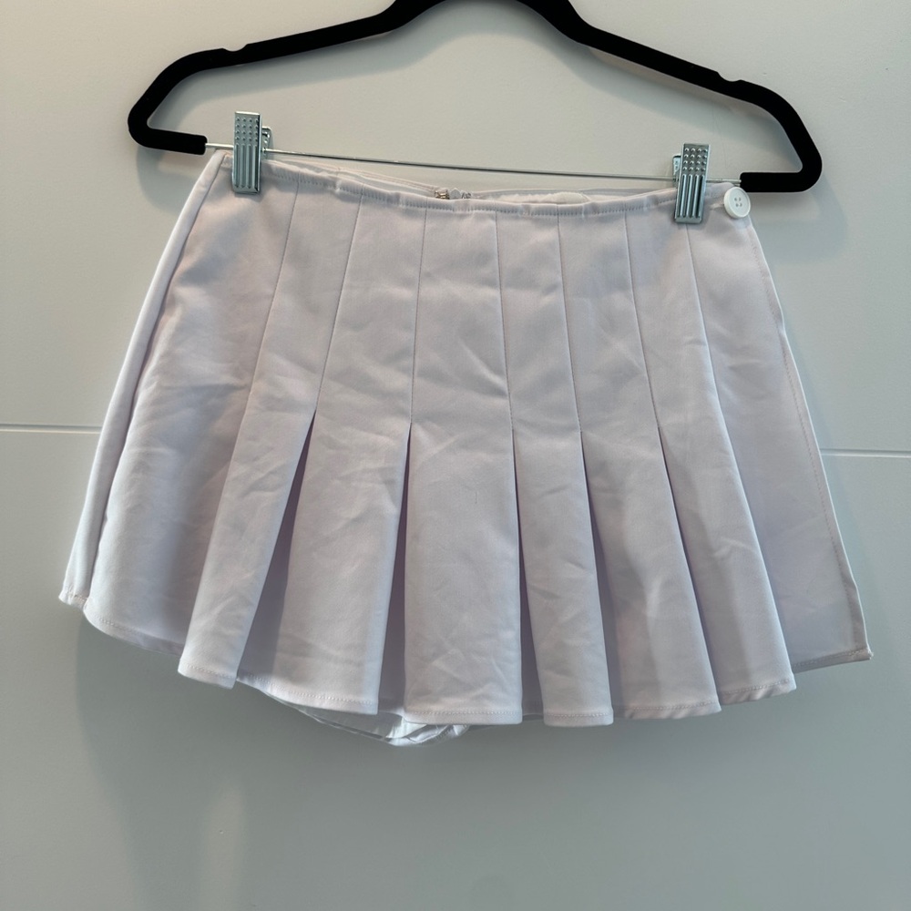 Superdown White Pleated Tennis Mini Skirt High Waist | Size S - Picture 8 of 12